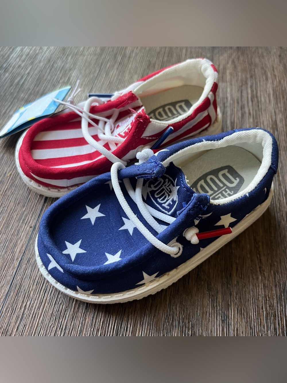 NWT Hey Dude Wally Stars and Stripes USA patriotic slip on shoes K6 6C NWOB